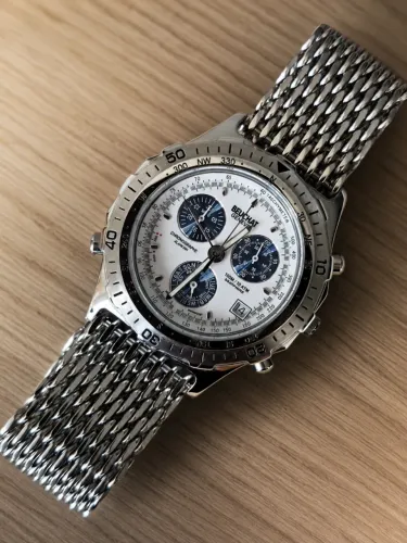 Relógio Vintage Beuchat Cronógrafo / Alarme + 2 Pulseiras Aço Mesh e Couro Tubarão