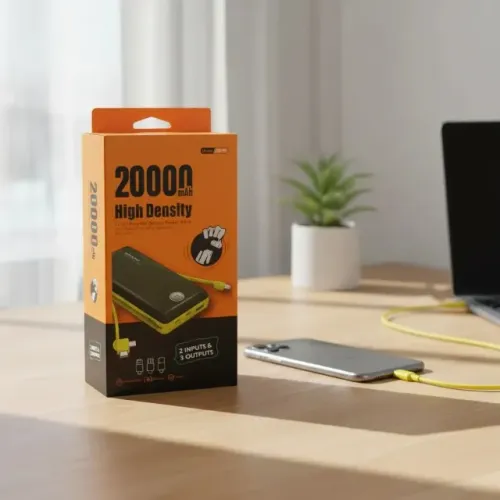 Power Bank 20000mah Carga Rápida cabo embutido USB tipo C Lightning Portatil carregador