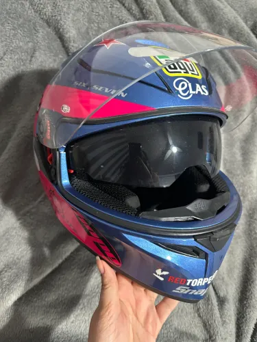 Capacete Agv K-3 Sv Guy Martin Rosa/azul C/ Viseira Interna