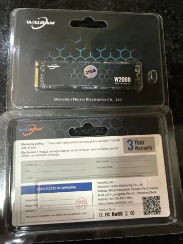 SSD M2 NVMe - 256GB - WALRAM W2000 - PCI 3.0