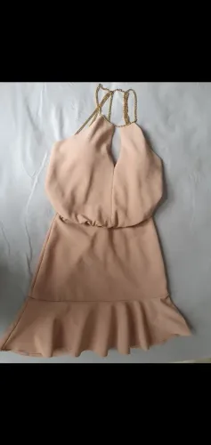 Vestido Colcci lindo rose, com correntes douradas, tam P, 38.