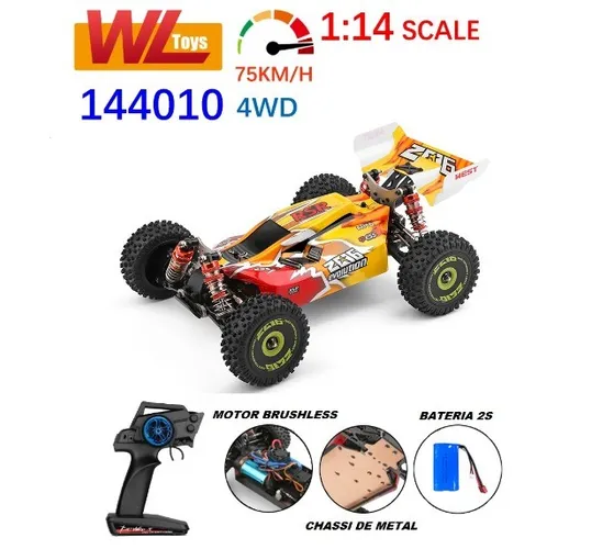 Carrinho com Rádio Controle Wltoys 144010 Combo Brushless - Atinge Até 75km!
