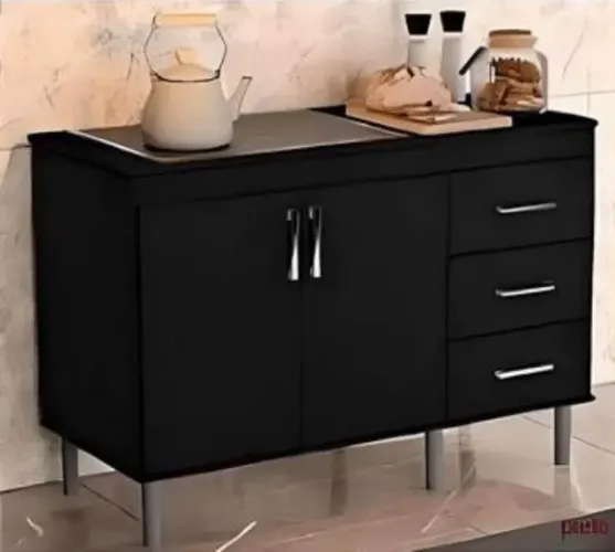 Armário de Cozinha 120 Cm Preto
