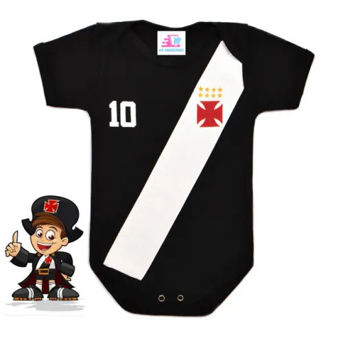 Body Temático Vasco - Body para Bebê Mesversario 