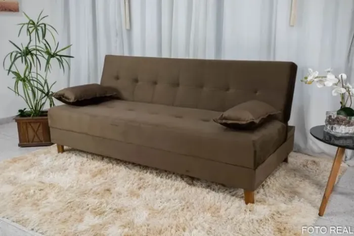 Sofá Cama Arpoador Marrom  -  Pague somente na entrega!