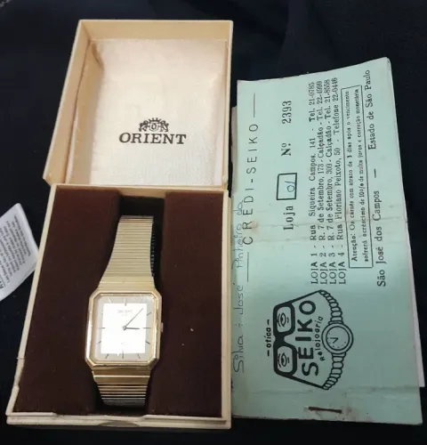 RELOGIO ORIENT VX  QUARTZ JAPAN PULSEIRA BANHADA EM OURO ORIGINAL VINTAGE FRETE GRATIS