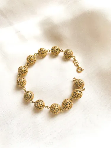 Pulseira Rommanel de bolinhas dourada