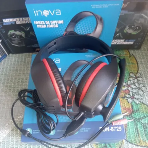 Fone Gamer para controle games e PC vai com um adaptador com microfone