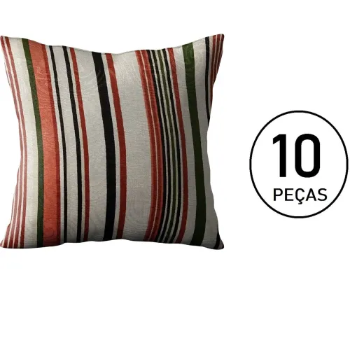 kit 10 capas de almofadas jacquard listrada<br>moderna 45x45 c ziper decorativa de luxo<br>sala