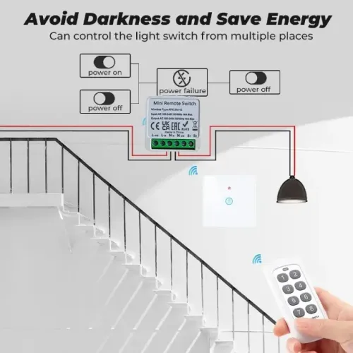 Receptor RF433 Conectar Botão Interruptor Sem Fio Módulo de Relé Lâmpada LED COD-AM598 