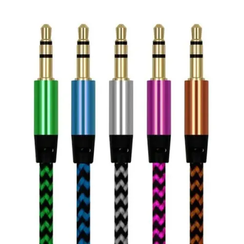 Cabo Jack Auxiliar Nylon Reforçado P2 Macho 3,5mm 1M