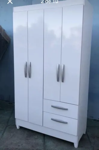 Armário 4 Portas e 2 Gavetas Branco