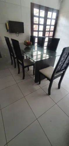 Tampo de vidro da Mesa de Jantar de Vidro com 6 Cadeiras