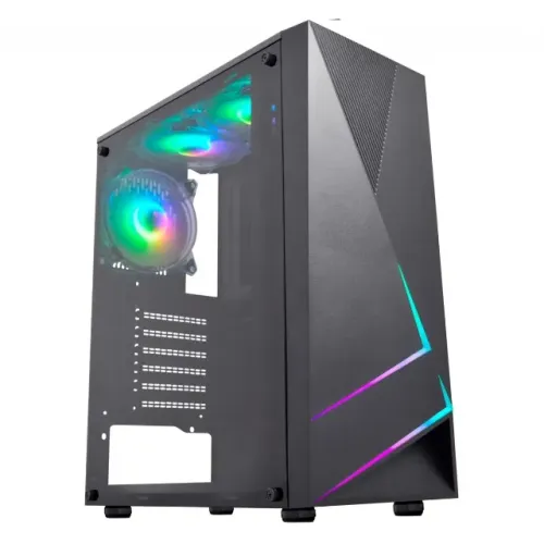 Gabinete Gamer K-Mex Kratos 2, CG-45TP, Painel Com Fita Led RGB, Sem Fonte e Fan 