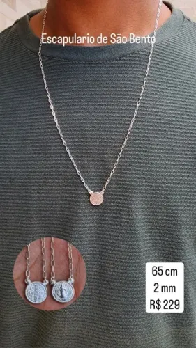 Escapulário de prata medalha de São Bento / Pronta entrega