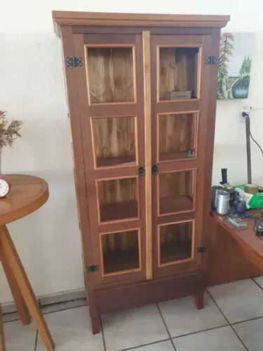 Cristaleira madeira maciça rústica moderna