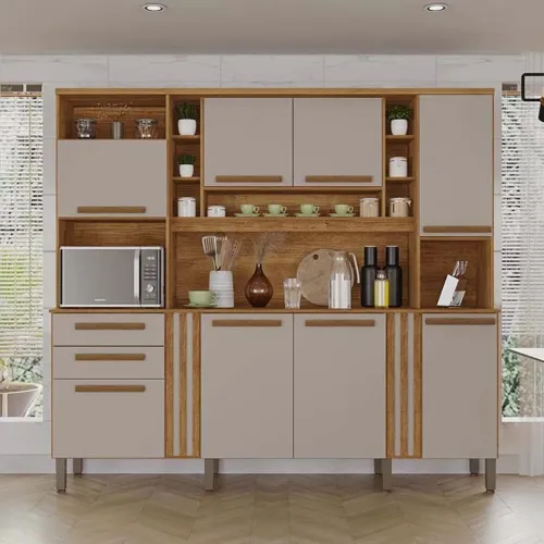 Armário de Cozinha Acácia larg. 2.18m Cinamomo/Off rf32