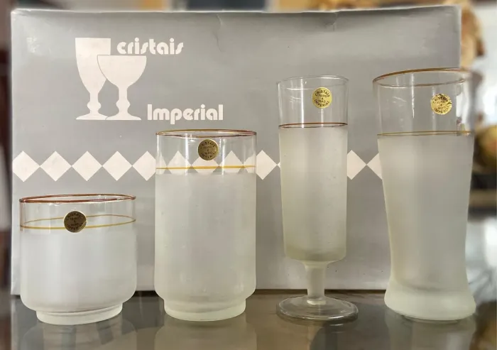  Copos de Cristal Imperial - 24 unidades (4 modelos) Feitos à mão!