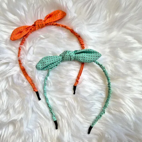 Kit de Tiaras em tecido poá com laço 