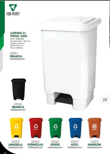 Lixeira com Pedal 15l,50l,100 litros 