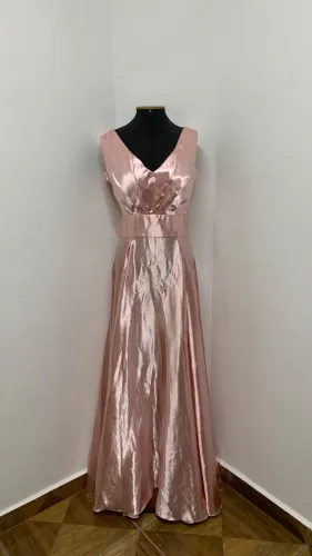 Vestido de festa rosa acetinado | sem marca 36/38 (1055)