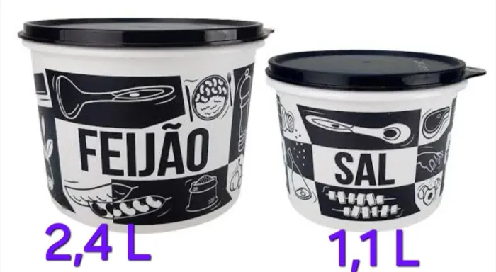 Tupperware feijão + sal