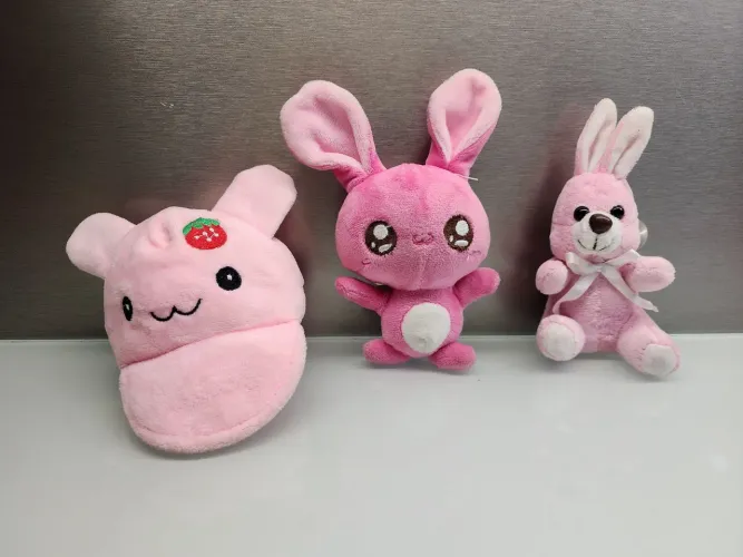 Kit 3 Lindos coelhos de pelúcia rosa para crianças