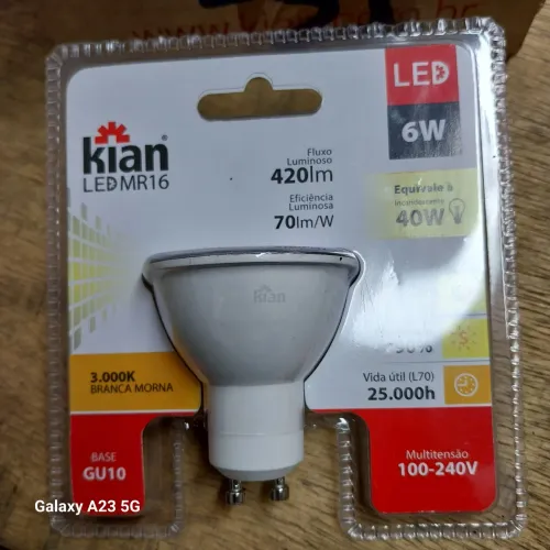 Lâmpada LED MR16 6W Kian - Branco Morna