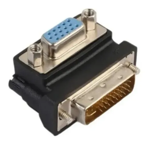 Adaptador Dvi-i 24+5 Pinos Macho P/ Vga 15 Pinos Fêmea 90 Graus