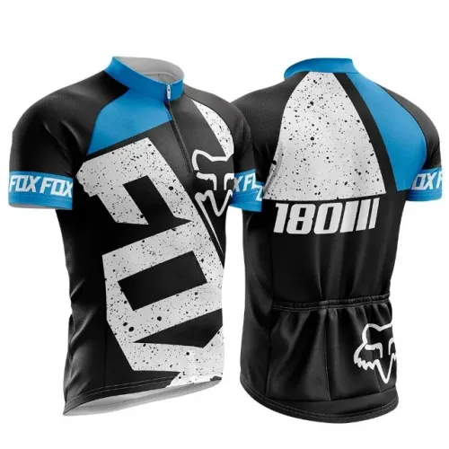 camisa ciclismo azul com bolso nas costas