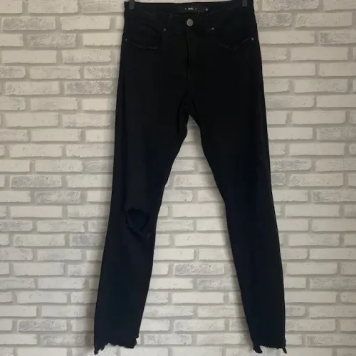 Calça Preta Jeans Destroyed Raizz Tamanho 40