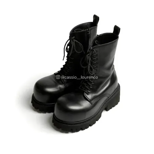 bota de couro balenciaga stomper bootie 