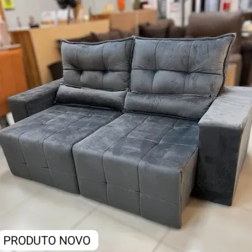 PRODUTO NOVO (Sofá retratil e reclinavel cinza veludo)