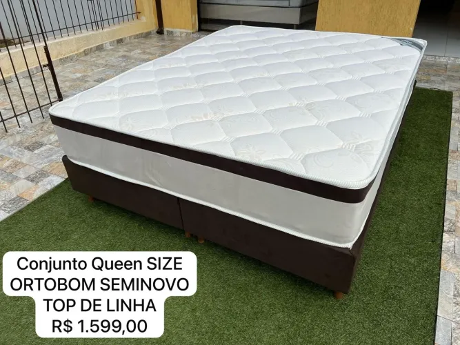 CAMA Conjunto Queen Size Ortobom Semi-Novo