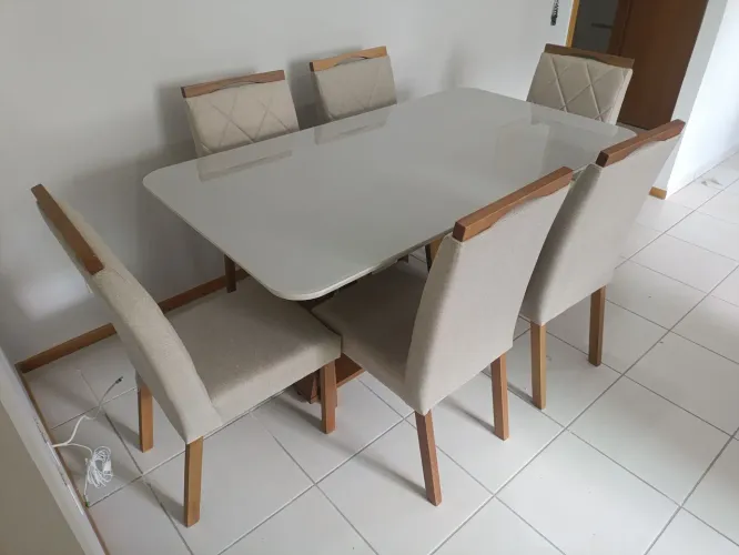Mesa de Jantar 6 Cadeiras - linho 160x90