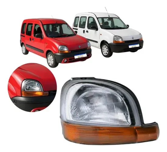 Farol Cromado Com Pisca Âmbar Renault Kangoo 1997 A 2008 Ld