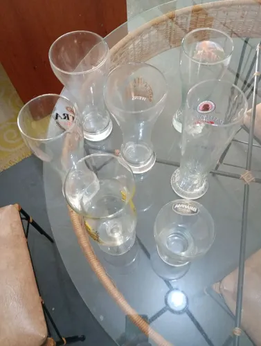 Jogo de 7 taças para chops de Vidro Decorativos