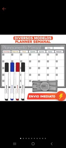 Planner mensal, lousa branca