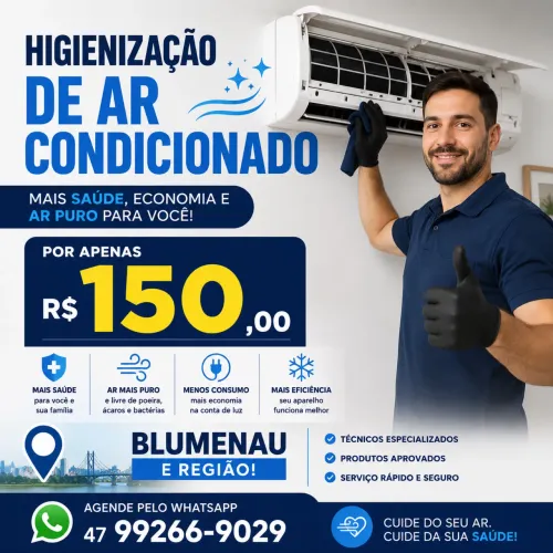 Higienização ar condicionado Blumenau