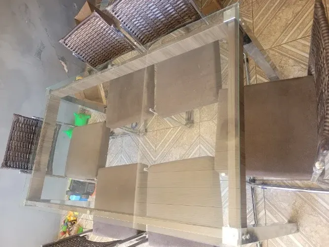 Mesa luxo 6 cadeiras TD Vidro Reforçado