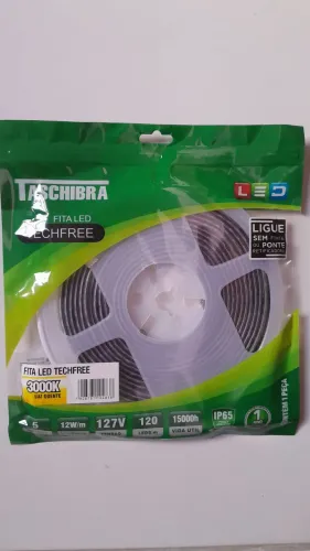 Fita LED Taschibra 5m 3000K Luz Quente 127V IP65 Nova