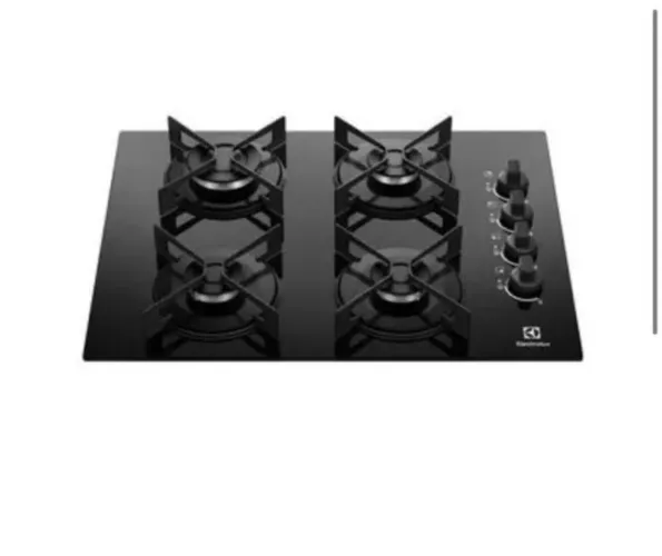 Cooktop 4 Bocas a Gás Electrolux Mesa de Vidro Efficient Grade de Aço Fosco