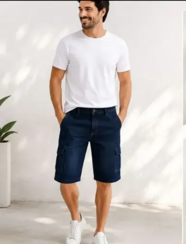 Bermuda Masculina Genérica Capri Jeans Azul Escuro 48