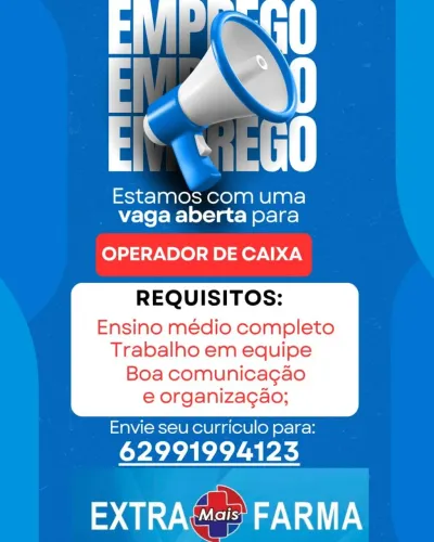 Vaga operadora de caixa drogaria Vila regina