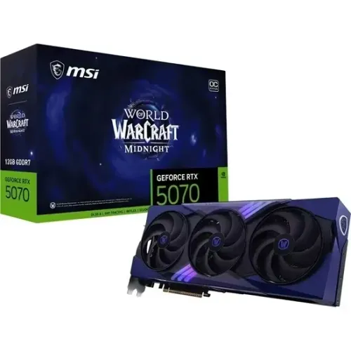 Placa de Vídeo MSI GeForce RTX5070 World Of Warcraft Midnight Void Edition OC 12GB-Lacrada