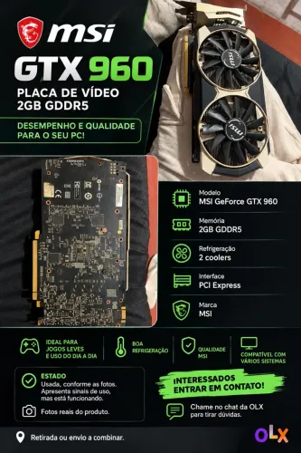 MSI GTX 960 2GB Dual Fan - Placa de Vídeo Gamer