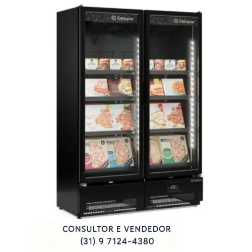 Freezer Vertical 2 Portas de Vidro Gelopar Novo