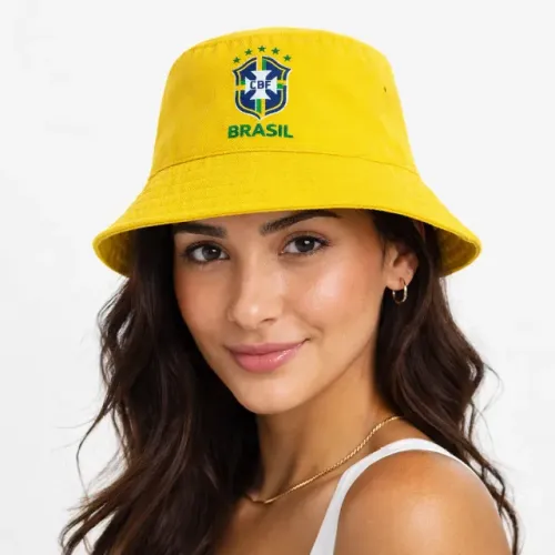 Chapéu Bucket Hat Boné Brasil Unissex Escudo Bordado Copa do Mundo Confortável 