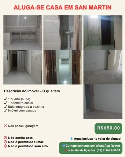 CASA EM SAN MARTIN | R$650,00