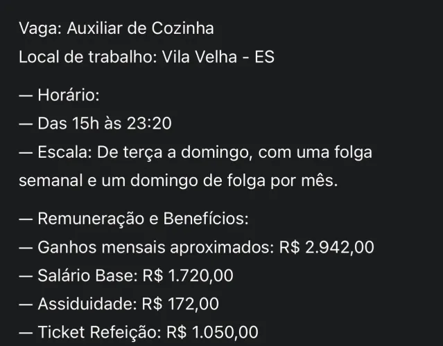Vaga para pizzaria
